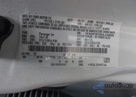 2017 Ford Focus Se from USA, damaged, VIN 1FADP3F25HL234528